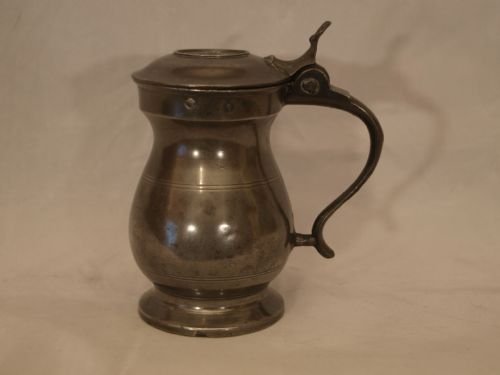 antique scottish pewter lidded half pint measure glasgow circa 1850