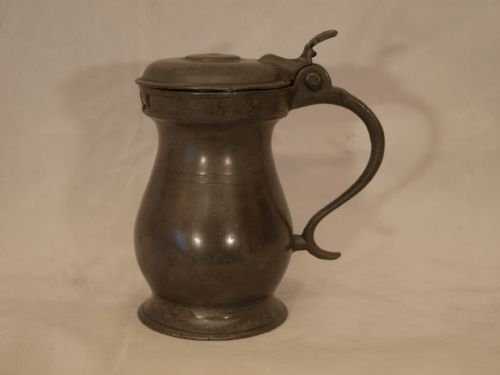 antique scottish pewter lidded half pint measure of early form glasgow circa 1830