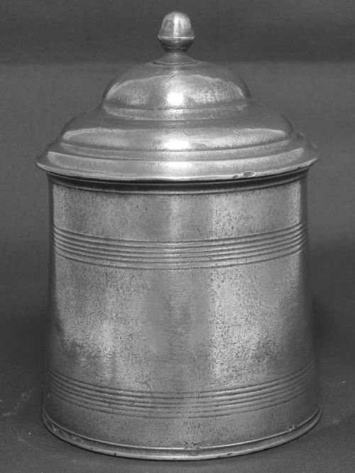 antique english pewter tobacco box double dome lid with acorn finial c1830