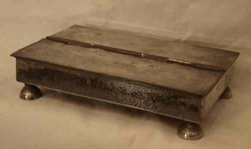 antique english pewter double flapped inkstand or standish circa 1770