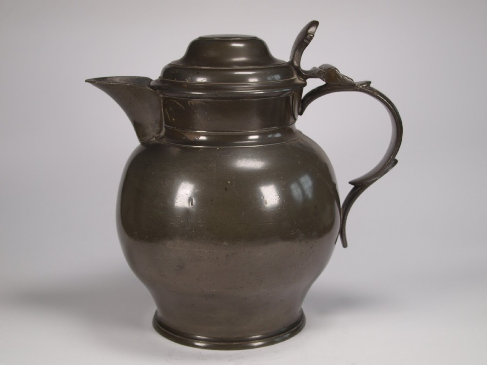 antique english pewter half gallon spouted ale jug circa 1850
