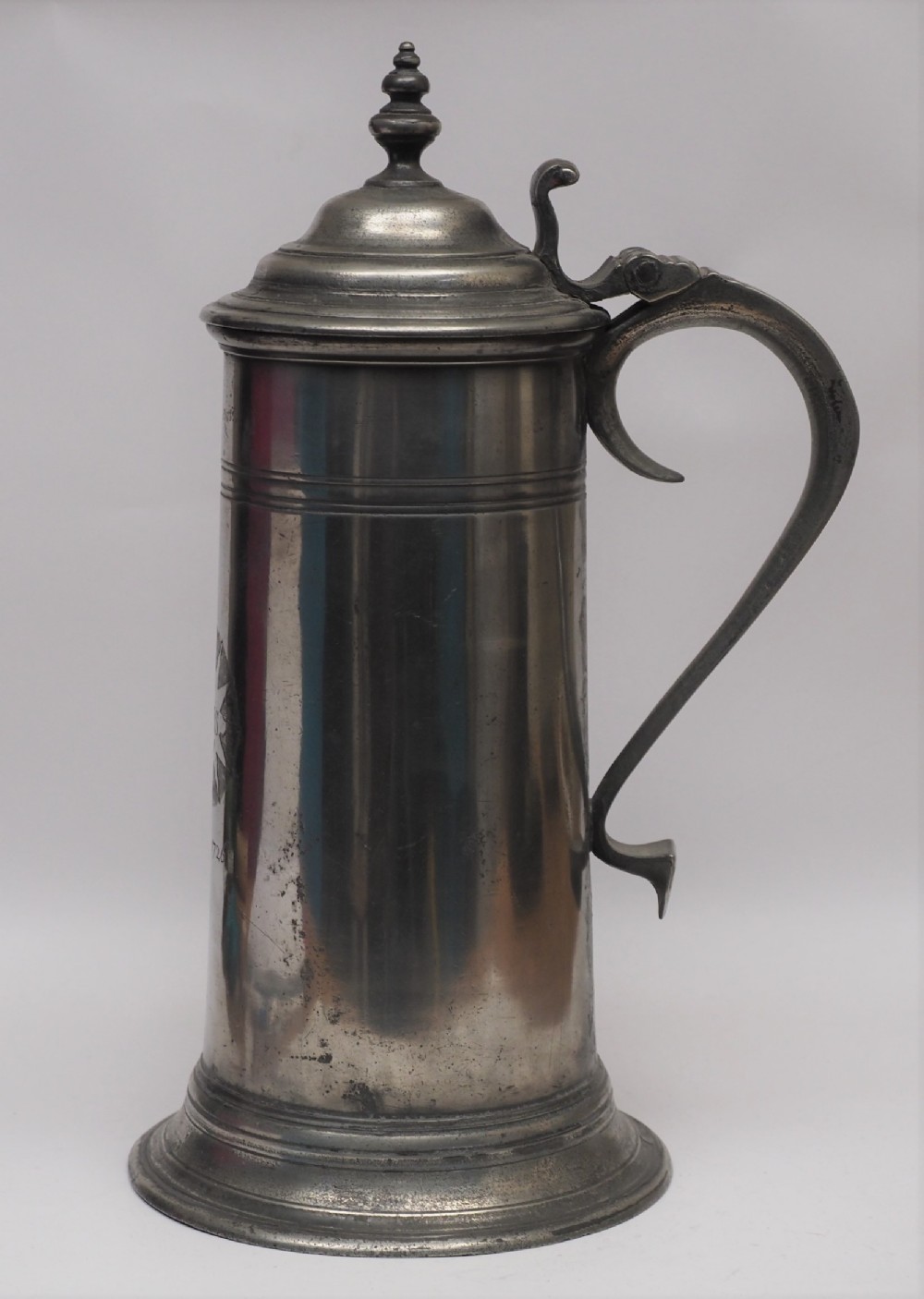 antique english pewter spire flagon by john newham dated 1726