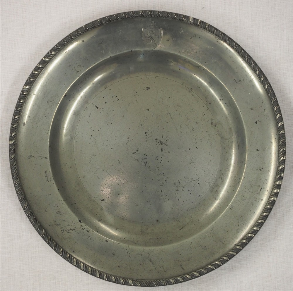 george ii pewter plate with gadrooned edge by john carpenter london circa 1740