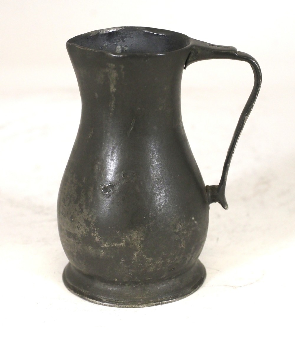 antique jersey pewter lidless measure of 'noggin' capacity circa 1800