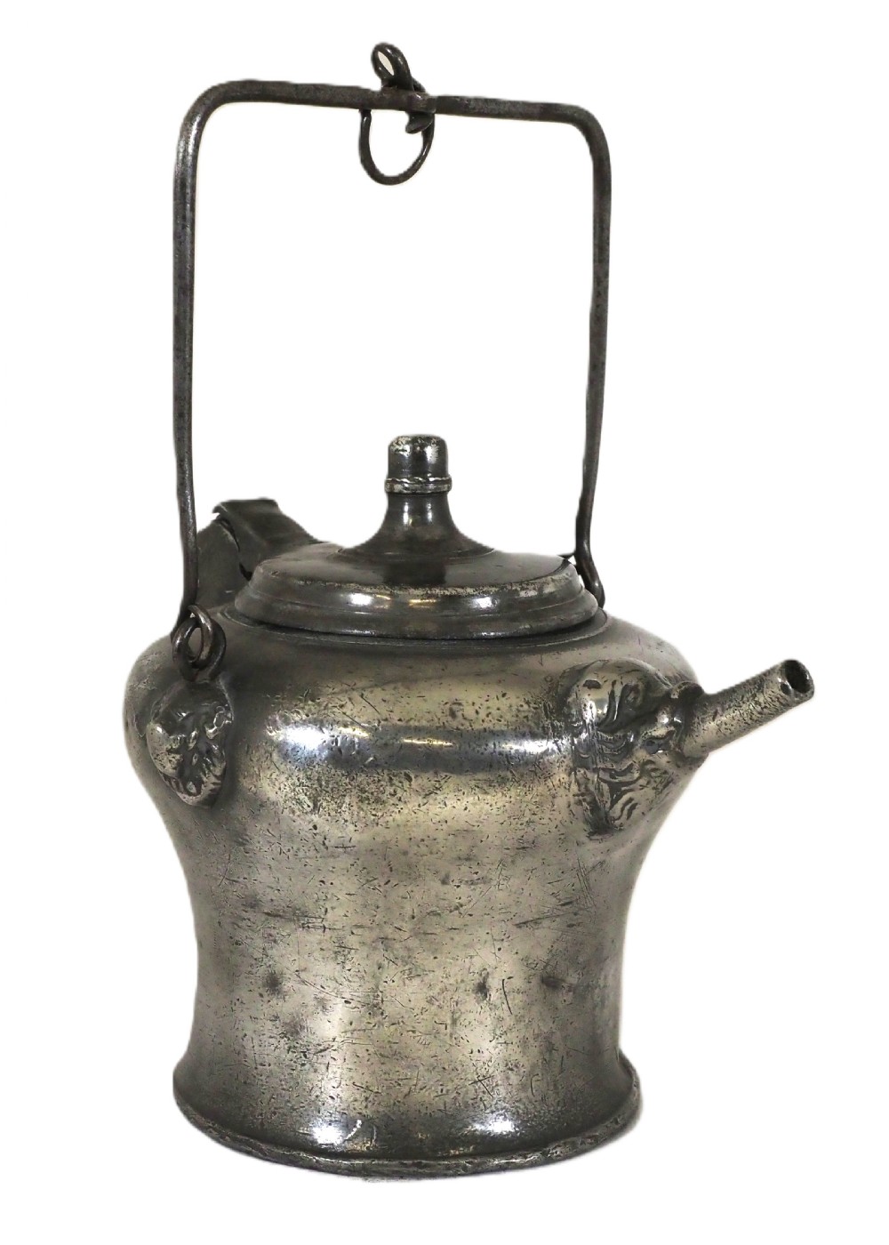 antique swiss pewter 'biberon' water drinking vessel circa 1730