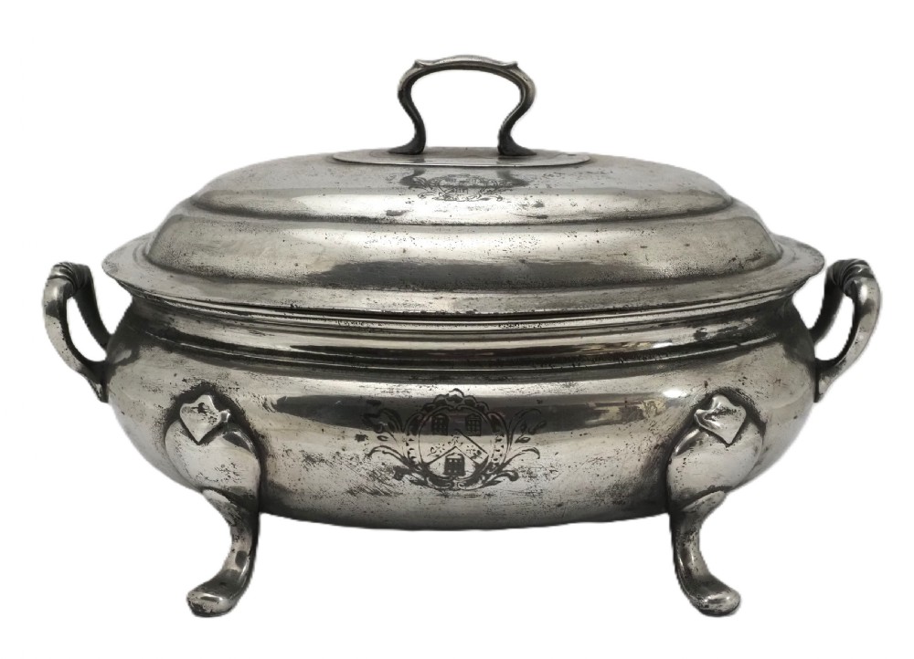 antique english pewter tureen engraved with the arms of the worshipful company of pewterers circa 1790